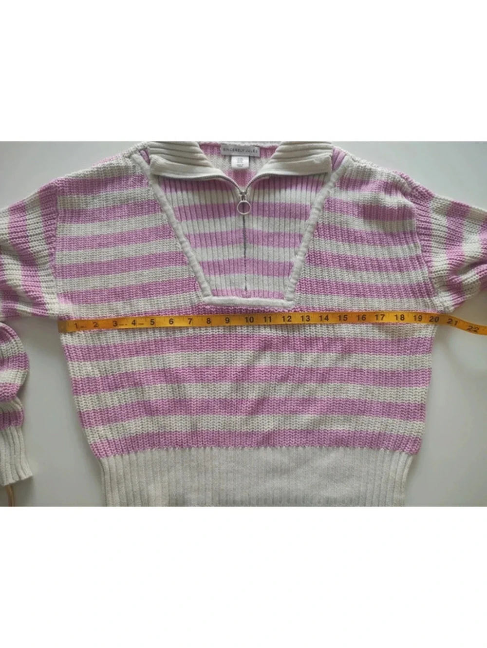 Sincerely Jules Pink and Cream Stripes Turtle Neck Sweater Size M